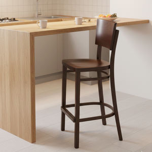 Elegant Sturdy Mahogany Wood Industrial Adjustable Dhifa <b>Bar</b> <b>Stool</b> Curved Backrest Bistro Kitchen Home Breakfast <b>Bar</b> Pub Counter - Product Image 4