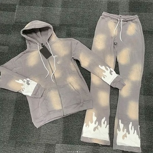 Nouvelle arrivée jogging vierge avec logo personnalisé survêtement vintage délavé à l'acide deux pièces survêtements survêtements pour hommes - Product Image 3