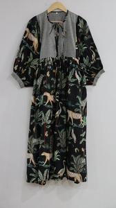 Alta calidad Verano Casual Hasta el suelo Mini Loose Fit Cuello profundo Natural Negro Estampado de animales Bloque de rayas florales - Product Image 2