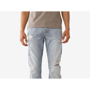 กางเกงยีนส์ทรงตรงรุ่น Ricky Destroyed สีน้ำเงิน ไซส์ 32 เอวกลาง ทรงหลวม สไตล์ฮิปฮอป ผ้าเดนิมถัก สำหรับผู้ชาย ยี่ห้อ True Religion - Product Image 2