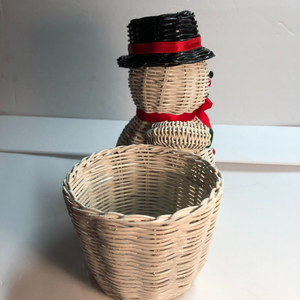 Haute qualité osier rotin bonhomme de neige porte-bonbons décoration porte-plante décor de vacances de Noël du Vietnam - Product Image 4