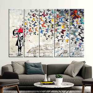 ผ้าใบพิมพ์ลายผีเสื้อสาวฆ่าตัวตาย - ของตกแต่งที่ได้แรงบันดาลใจจากศิลปะแนวสตรีท,5P:Gallery Wrapped - Product Image 1