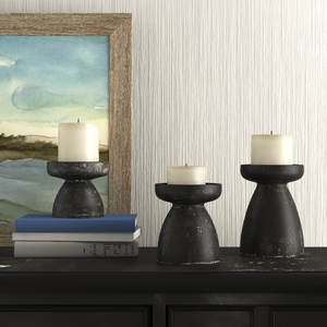 Juego de 3 portavelas New Look en negro acabado mate, portavelas de madera de alta calidad para decoración del hogar - Product Image 5