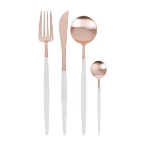 ชุดช้อนส้อมสแตนเลสพกพาเหล็กสีขาวโรสโกลด์แบบสองโทนสีพรีเมียมใหม่จากผู้ผลิต4ราย - Product Image 1
