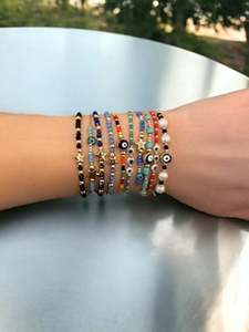 DAFNI BIG PAZAR สร้อยข้อมือลูกปัดสไตล์โบฮีเมียนหินธรรมชาติโลหะผสมโลหะมีค่าทำด้วยมือของขวัญวันวาเลนไทน์/วันแม่สำหรับทุกเพศ - Product Image 3