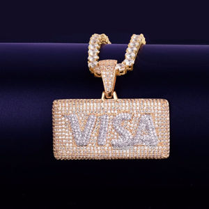 Collar de diamantes de moissanita, colgante de Hip Hop, joyería de plata de ley 925, colgante de moissanita personalizado Visa para hombres - Product Image 2