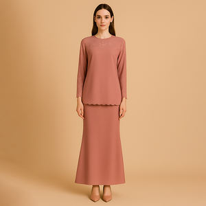 ชุดแฟชั่นแขนยาว Baju kurung abayas ชุดแฟชั่น2025ทันสมัยสำหรับผู้หญิงมุสลิมเสื้อคุรุงผ้าโพลีเอสเตอร์ขนาดใหญ่พิเศษ - Product Image 4