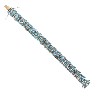 Pulsera de Topacio Azul 100% Natural con Engaste de Puntas, Nuevo Estilo Clásico y Moderno, Plata de Ley 925 Pura con Baño de Rodio, Regalo - Product Image 4