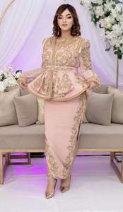 Traditional-Algerian Beautiful Pink Jacket-Karakou DRESS with Embellished Glass Beads Pearls Dabka work on Velvet <b>Fabric</b>=2025 - Product Image 2