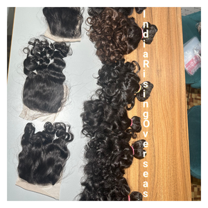 Paquetes de cabello Remy indio virgen de onda hinchable suave extensión de cabello humano de templo crudo sin procesar ondulado de doble dibujado: no permanente - Product Image 2