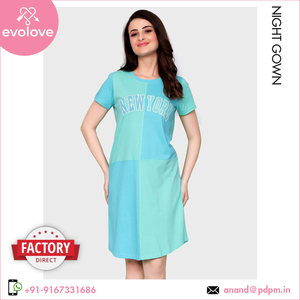 Ropa de dormir de algodón con cuello redondo de punto para mujer, vestido de noche corto exclusivo de verano a bajo precio al por mayor - Product Image 2