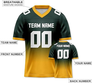 Maillot de football américain personnalisé à impression numérique de haute qualité à manches courtes vêtements d'équipe personnalisés cadeau de sport pour adultes - Product Image 6