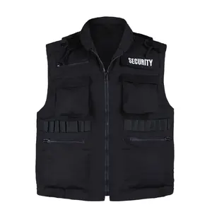 BLACK Color Top Quality Men's Security Vest Safety Jacket With Custom Security Logo Regular Universal Size Fit