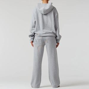 Conjunto Deportivo de Invierno para Mujer al por Mayor, Felpa de Algodón, Logotipo Personalizado, Capucha con Cordón, Ligero e Informal - Product Image 3