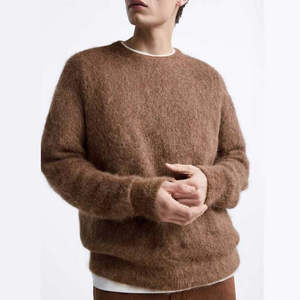 New Arrival Men's Winter Breathable Long Sleeve Knitted Pullover Quick Dry Anti-Wrinkle Anti-Pilling Wool Cashmere <b>Sweater</b> Front - Product Image 2
