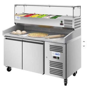 Équipement de réfrigération Kit-chen, station de préparation de pizzas avec plateau en granit de 59 pouces, support pour récipients à condiments en acier inoxydable, garantie de 3 ans - Product Image 2