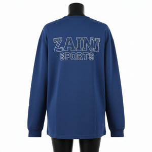 Premium cotton jersey <b>long</b> <b>sleeve</b> <b>t</b> <b>shirt</b> <b>navy</b> blue soft feel rhinestone heat transfer custom logo <b>Long</b> <b>Sleeve</b> <b>T</b> <b>Shirt</b> Cotton - Product Image 2