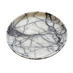 Plateau à fruits en marbre noir fait à la main, sculpté et poli, en pierre naturelle, plateau rond de service, hôtel, restaurant, articles de cuisine haut de gamme - Product Image 1