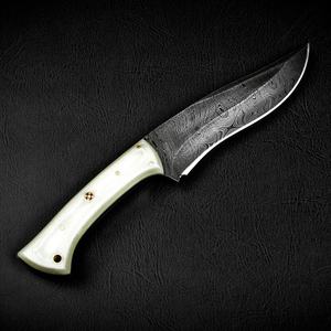 Cuchillo de Supervivencia de Acero de Damasco, Hoja Fija, Personalizado, para Caza y Camping al Aire Libre, Mango G10, Funda de Cuero, Fabricante OEM - Product Image 3