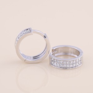 IGI Certified Lab Grown Diamond Pavé <b>Hoop</b> <b>Earrings</b> 14K Gold Chunky Huggie <b>Earrings</b> for Women - Product Image 3