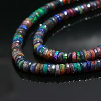 Perles de type rondelle facettées en opale noire d'Éthiopie 100% naturelle, 4-6 mm, 60 carats, 16 pouces, haute qualité, pour la fabrication de bijoux