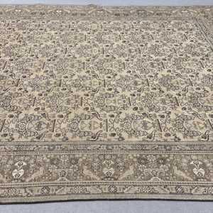 Turkish Oversize Rug, 9.5x13.1 ft Vintage Rug, <b>Brown</b> Plants & trees <b>Wool</b> Rug - Product Image 3