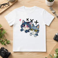 Camiseta Unisex de Jersey 100% Algodón, 210 g/m², Casual, Manga Corta, Estampado de Dibujos Animados, Transpirable, Duradera, Personalizable con Serigrafía