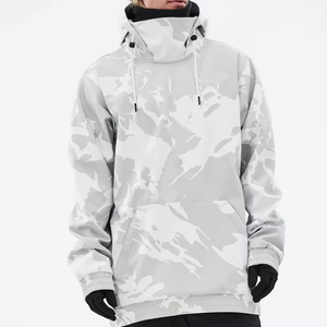 Hoodie de ski et snowboard grande taille sans coutures avec poches, personnalisable, pour l'extérieur, noir, blanc, décontracté - Product Image 1