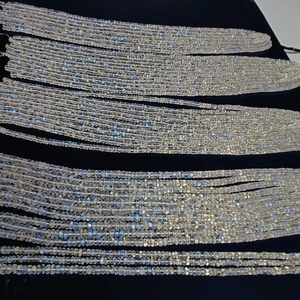 Perles de pierre de lune arc-en-ciel bleue naturelle 3mm 4mm rondes certifiées par un tiers, haute qualité pour la fabrication de bijoux - Product Image 2