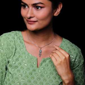 Pendentif attrape-rêves en argent oxydé à la mode chaîne à maillons plaquée or argent 925 avec pierres de Zircon de diamant taillé coussin - Product Image 5