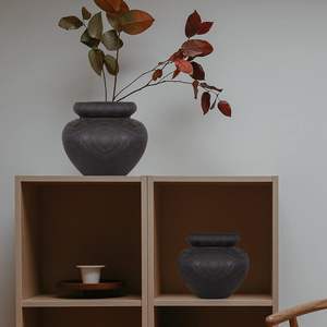 Vase en bois noir pour décor, grand vase à fleurs décor bohème/rustique/ferme pour comptoir de maison, étagère, pièce maîtresse et table - Product Image 5