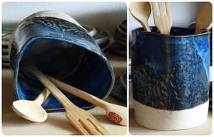 <b>Large</b> Capacity Ceramic Utensil Holder Crock for Kitchen Countertop Spoon Spatula <b>Storage</b> Organizer Heat Resistant Ceramic <b>Jar</b> - Product Image 4