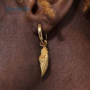 Boucles d'oreilles en argent sterling 925 plaqué or 18 carats faites à la main Design unique d'ailes d'ange pour hommes-Moissanite Gift Party - Product Image 1