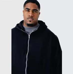 Street Wear Full <b>Zip</b> <b>up</b> Hoodie <b>Black</b> Thick Cotton Hoodie Heavyweight Us Custom Puff Print Thermal Zipper <b>Hoodies</b> for Men - Product Image 3