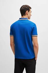 T-shirt polo décontracté à manches courtes pour hommes avec logo personnalisé T-shirt polo écologique de couleur bleue - Product Image 4