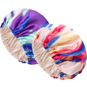 Large Size Tie dye Satin <b>Bonnets</b> Lined Double Layer Women Baby Mom Designer <b>Bonnet</b> Cap Use Satin <b>Bonnet</b> Sleep Wear - Product Image 1
