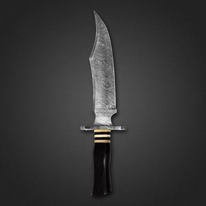 Cuchillo de Camping de Acero de Damasco, Cuchillo de Caza con Mango de Cuerno de Toro y Anillos de Latón - Product Image 2