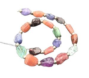 Piedras Preciosas Naturales de Primera Calidad, 19 Piezas, Multicolores, sin Tratar, Perforadas, para la Elaboración de Joyería, Regalos para Festivales, Venta al por Mayor - Product Image 1