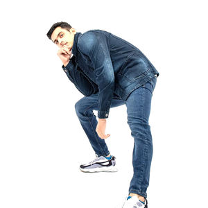 Vente en gros 2025 Nouvelle veste en jean décontractée en coton lavé uni enduit à la mode pour hommes avec col montant et logo sur le devant - Product Image 3