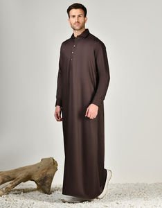 Jubbah Thobe Personalizada para Hombre 2025, Ropa de Oración Transpirable de Algodón, Alta Calidad, Servicio OEM al por Mayor, Largo hasta el Tobillo, Manga Larga - Product Image 5