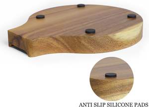 Soporte de cuchara de madera de acacia para estufa, soporte de cuchara de madera redondo suave para mostrador de cocina con pies de silicona antideslizantes, perfecto - Product Image 4