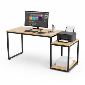 Table pour ordinateur portable en bois massif réglable en hauteur avec étagère intégrée pour CPU/imprimante, durable - Product Image 1