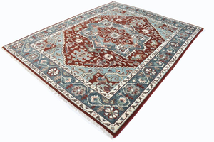 Oushak-Grand tapis rectangulaire en laine et coton, design fait à la main, style floral moderne et luxueux pour le sol du salon - Product Image 3