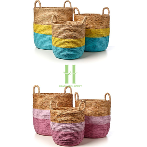 Juego de 3 cestas de almacenamiento de algas marinas Almacenamiento ecológico Cesta de almacenamiento de ropa tejida a mano en Vietnam HNH Craft - Product Image 6