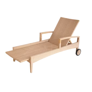 Modern <b>Outdoor</b> Teak Frame Rattan Sun <b>Lounger</b> <b>Chair</b> UV Resistant for Garden and Beach Pool Use Direct Factory - Product Image 4