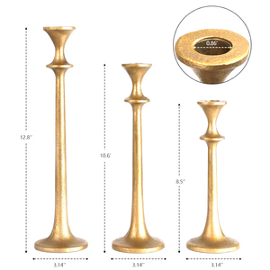 Bougeoir en fonte au design vintage avec finition antique en laiton Ensemble de 3 indiens faits à la main en métal personnalisé pour la maison et le mariage - Product Image 5