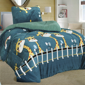 Set Copripiumino e Federe in Cotone Spesso con Motivo Geometrico a Cartoni Animati Re e Regina, Tecnica Tessuta, per Letto Matrimoniale e Nuziale - Product Image 1