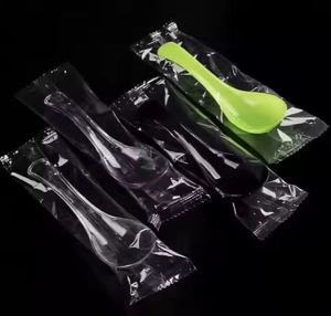 Cuchara de helado desechable con logotipo personalizado Cucharas de yogur de mango largo ecológicas de postre pequeño Cpla de almidón de maíz biodegradable - Product Image 2