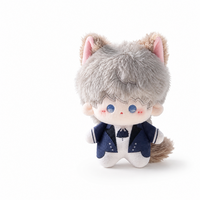 Peluche personnalisée en forme d'oreilles de chat gris de 10 cm, jouet en peluche doux et mignon, OEM ODM, vente en gros, cadeau
