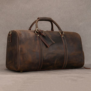 Bolsa de Viaje de Cuero Genuino de Alta Calidad en Oferta, Bolsa de Lona de Cuero para Hombre en Color Sólido - Product Image 4